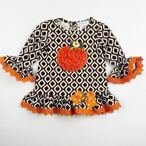Emily Rose Girls Dress Size 2T Fall Pumpkin Long Sleeve Brown Orange